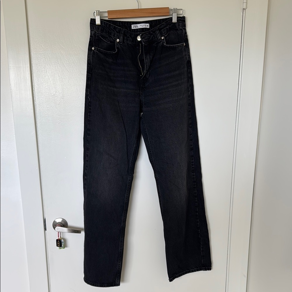 High waisted straight leg jeans